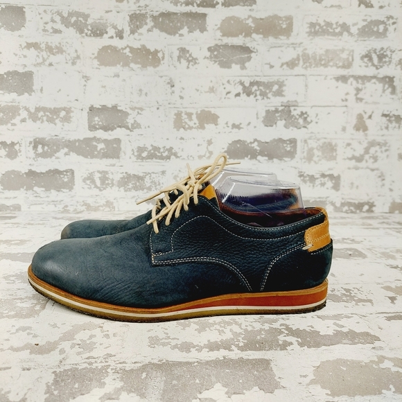 Johnston & Murphy Other - Johnston & Murphy Ashby Plain Toe Navy Tumbled Nubuck Lace Up Oxfords W314